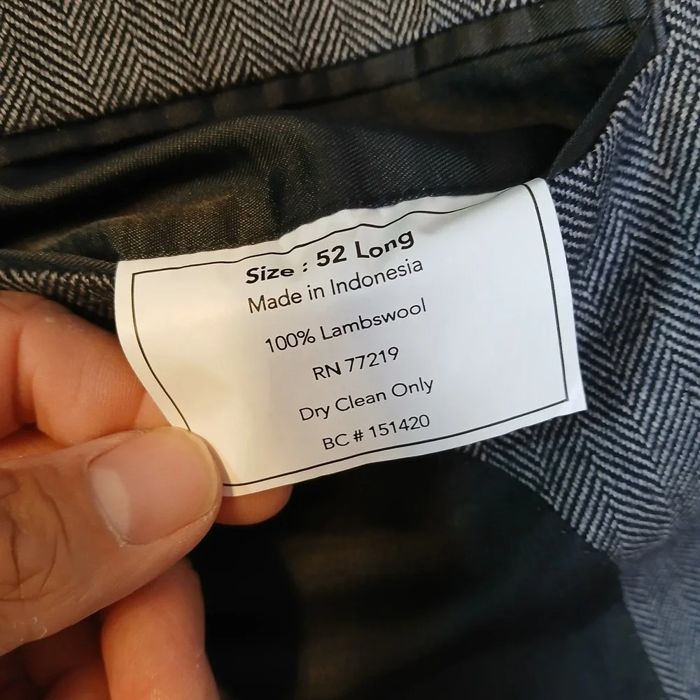 Joseph & Feiss Gold Men Grey Herringbone Two Button Blazer Sport Coat Jacket 52L